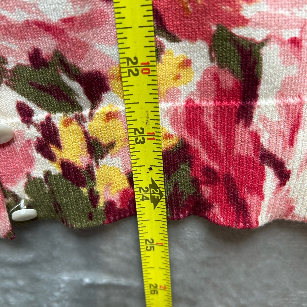 Talbots Floral Women's Cardigan Sweater - Burgundy, pink and Yellow - Picture 6 of 6